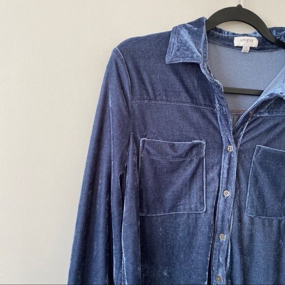 Umgee-Crushed Velvet Button Down Long Sleeve - Picture 4 of 9